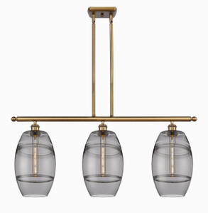 Vaz - 3 Light - 36 inch - Brushed Brass - Cord hung - Island Light (516-3I-BB-G557-8SM)