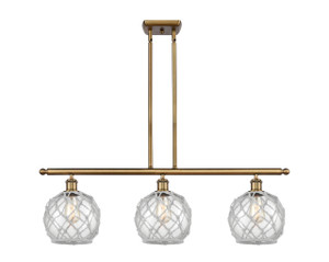 Farmhouse Rope - 3 Light - 36 inch - Brushed Brass - Cord hung - Island Light (516-3I-BB-G122-8RW-LED)