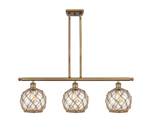 Farmhouse Rope - 3 Light - 36 inch - Brushed Brass - Cord hung - Island Light (516-3I-BB-G122-8RB-LED)