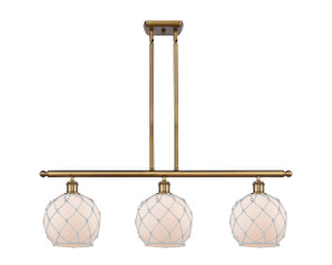 Farmhouse Rope - 3 Light - 36 inch - Brushed Brass - Cord hung - Island Light (516-3I-BB-G121-8RW)
