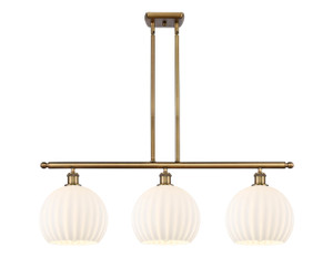 White Venetian - 3 Light - 37 inch - Brushed Brass - Stem Hung - Island Light (516-3I-BB-G1217-10WV)