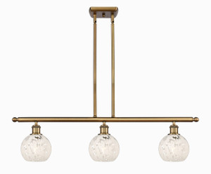 White Mouchette - 3 Light - 36 inch - Brushed Brass - Stem Hung - Island Light (516-3I-BB-G1216-6WM)