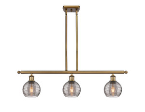 Athens Deco Swirl - 3 Light - 36 inch - Brushed Brass - Cord hung - Island Light (516-3I-BB-G1213-6SM)