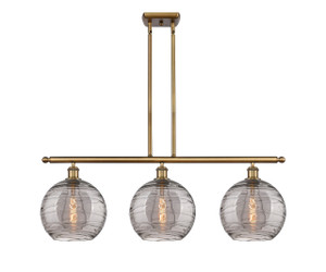Athens Deco Swirl - 3 Light - 37 inch - Brushed Brass - Cord hung - Island Light (516-3I-BB-G1213-10SM)