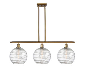 Athens Deco Swirl - 3 Light - 37 inch - Brushed Brass - Cord hung - Island Light (516-3I-BB-G1213-10)