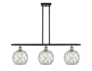 Farmhouse Rope - 3 Light - 36 inch - Black Antique Brass - Cord hung - Island Light (516-3I-BAB-G122-8RW-LED)