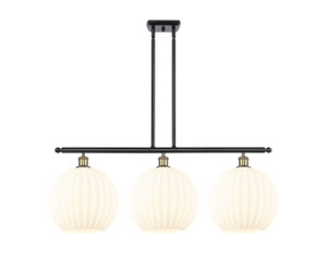 White Venetian - 3 Light - 39 inch - Black Antique Brass - Stem Hung - Island Light (516-3I-BAB-G1217-12WV)
