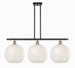 White Mouchette - 3 Light - 39 inch - Black Antique Brass - Stem Hung - Island Light (516-3I-BAB-G1216-12WM)