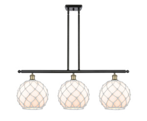 Farmhouse Rope - 3 Light - 37 inch - Black Antique Brass - Cord hung - Island Light (516-3I-BAB-G121-10RW)