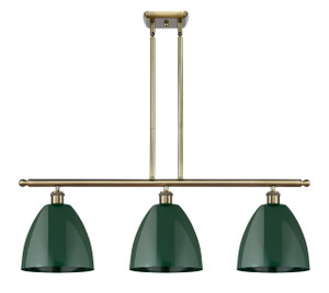 Plymouth - 3 Light - 36 inch - Antique Brass - Cord hung - Island Light (516-3I-AB-MBD-9-GR-LED)
