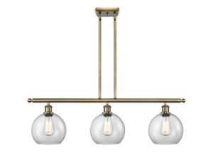 Athens - 3 Light - 36 inch - Antique Brass - Cord hung - Island Light (516-3I-AB-G122-8-LED)
