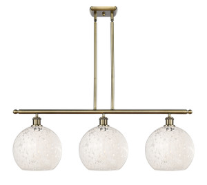 White Mouchette - 3 Light - 37 inch - Antique Brass - Stem Hung - Island Light (516-3I-AB-G1216-10WM)