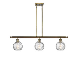 Athens Water Glass - 3 Light - 36 inch - Antique Brass - Cord hung - Island Light (516-3I-AB-G1215-6)