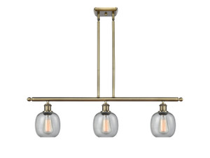 Belfast - 3 Light - 36 inch - Antique Brass - Cord hung - Island Light (516-3I-AB-G104-LED)