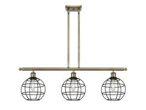 Lake Placid - 3 Light - 36 inch - Antique Brass - Stem Hung - Island Light (516-3I-AB-CE-8-BK)
