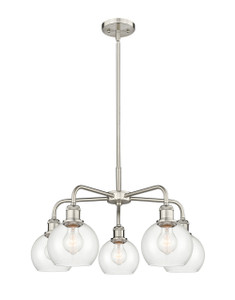 Athens - 5 Light - 24 inch - Satin Nickel - Chandelier (516-5CR-SN-G122-6)