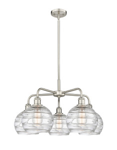 Athens Deco Swirl - 5 Light - 26 inch - Satin Nickel - Chandelier (516-5CR-SN-G1213-8)