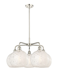 White Mouchette - 5 Light - 28 inch - Polished Nickel - Chandelier (516-5CR-PN-G1216-10WM)