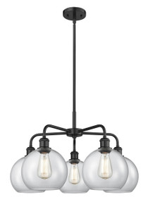 Athens - 5 Light - 26 inch - Matte Black - Chandelier (516-5CR-BK-G122-8)
