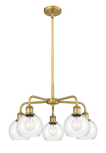 Athens - 5 Light - 24 inch - Brushed Brass - Chandelier (516-5CR-BB-G122-6)