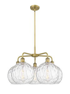 Athens Water Glass - 5 Light - 28 inch - Brushed Brass - Chandelier (516-5CR-BB-G1215-10)