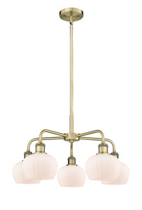 Fenton - 5 Light - 25 inch - Antique Brass - Chandelier (516-5CR-AB-G91)