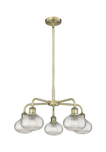 Ithaca - 5 Light - 24 inch - Antique Brass - Chandelier (516-5CR-AB-G555-6CL) Ithaca - 5 Light - 24 inch - Antique Brass - Chandelier (516-5CR-AB-G555-6CL)