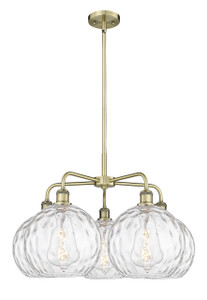 Athens Water Glass - 5 Light - 28 inch - Antique Brass - Chandelier (516-5CR-AB-G1215-10)