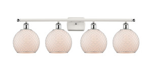 Farmhouse Chicken Wire - 4 Light - 38 inch - White Polished Chrome - Bath Vanity Light (516-4W-WPC-G121-8CSN-LED)