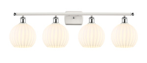 White Venetian - 4 Light - 38 inch - White Polished Chrome - Bath Vanity Light (516-4W-WPC-G1217-8WV)