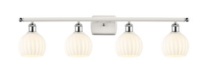 White Venetian - 4 Light - 36 inch - White Polished Chrome - Bath Vanity Light (516-4W-WPC-G1217-6WV)