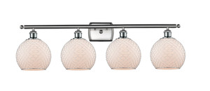 Farmhouse Chicken Wire - 4 Light - 38 inch - Brushed Satin Nickel - Bath Vanity Light (516-4W-SN-G121-8CSN-LED)