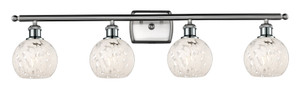 White Mouchette - 4 Light - 36 inch - Brushed Satin Nickel - Bath Vanity Light (516-4W-SN-G1216-6WM)