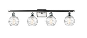 Athens Deco Swirl - 4 Light - 36 inch - Brushed Satin Nickel - Bath Vanity Light (516-4W-SN-G1213-6-LED)