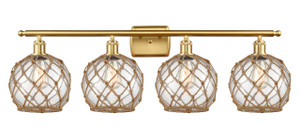 Farmhouse Rope - 4 Light - 38 inch - Satin Gold - Bath Vanity Light (516-4W-SG-G122-8RB-LED)
