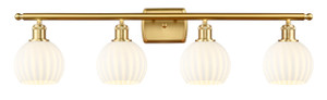 White Venetian - 4 Light - 36 inch - Satin Gold - Bath Vanity Light (516-4W-SG-G1217-6WV)