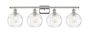 Athens Water Glass - 4 Light - 38 inch - Polished Nickel - Bath Vanity Light (516-4W-PN-G1215-8-LED)