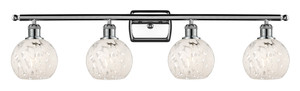 White Mouchette - 4 Light - 36 inch - Polished Chrome - Bath Vanity Light (516-4W-PC-G1216-6WM)