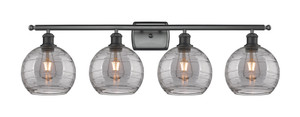 Athens Deco Swirl - 4 Light - 38 inch - Matte Black - Bath Vanity Light (516-4W-BK-G1213-8SM)