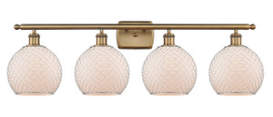 Farmhouse Chicken Wire - 4 Light - 38 inch - Brushed Brass - Bath Vanity Light (516-4W-BB-G121-8CSN)