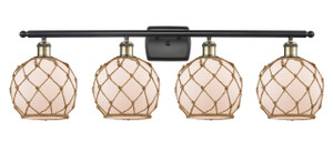 Farmhouse Rope - 4 Light - 38 inch - Black Antique Brass - Bath Vanity Light (516-4W-BAB-G121-8RB)