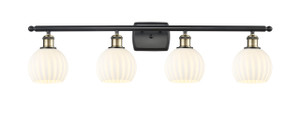 White Venetian - 4 Light - 36 inch - Black Antique Brass - Bath Vanity Light (516-4W-BAB-G1217-6WV)