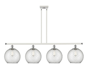 Farmhouse Chicken Wire - 4 Light - 48 inch - White Polished Chrome - Cord hung - Island Light (516-4I-WPC-G122-10CSN)