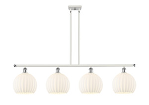 White Venetian - 4 Light - 48 inch - White Polished Chrome - Stem Hung - Island Light (516-4I-WPC-G1217-10WV)
