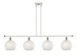 White Mouchette - 4 Light - 48 inch - White Polished Chrome - Stem Hung - Island Light (516-4I-WPC-G1216-8WM)