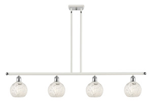 White Mouchette - 4 Light - 48 inch - White Polished Chrome - Stem Hung - Island Light (516-4I-WPC-G1216-6WM)