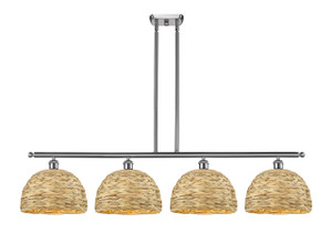 Woven Rattan - 4 Light - 50 inch - Satin Nickel - Multi Pendant (516-4I-SN-RBD-12-NAT)