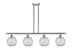 Farmhouse Rope - 4 Light - 48 inch - Brushed Satin Nickel - Cord hung - Island Light (516-4I-SN-G122-8RW)