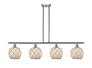 Farmhouse Rope - 4 Light - 48 inch - Brushed Satin Nickel - Cord hung - Island Light (516-4I-SN-G121-8RB-LED)