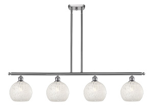 White Mouchette - 4 Light - 48 inch - Brushed Satin Nickel - Stem Hung - Island Light (516-4I-SN-G1216-8WM)